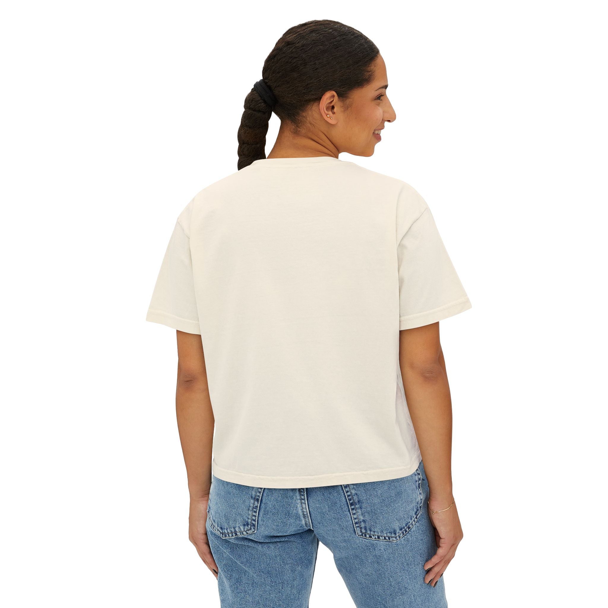 Summer Swimwear Pattern Boxy Tee — "Summer" Graphic Women's Shirt