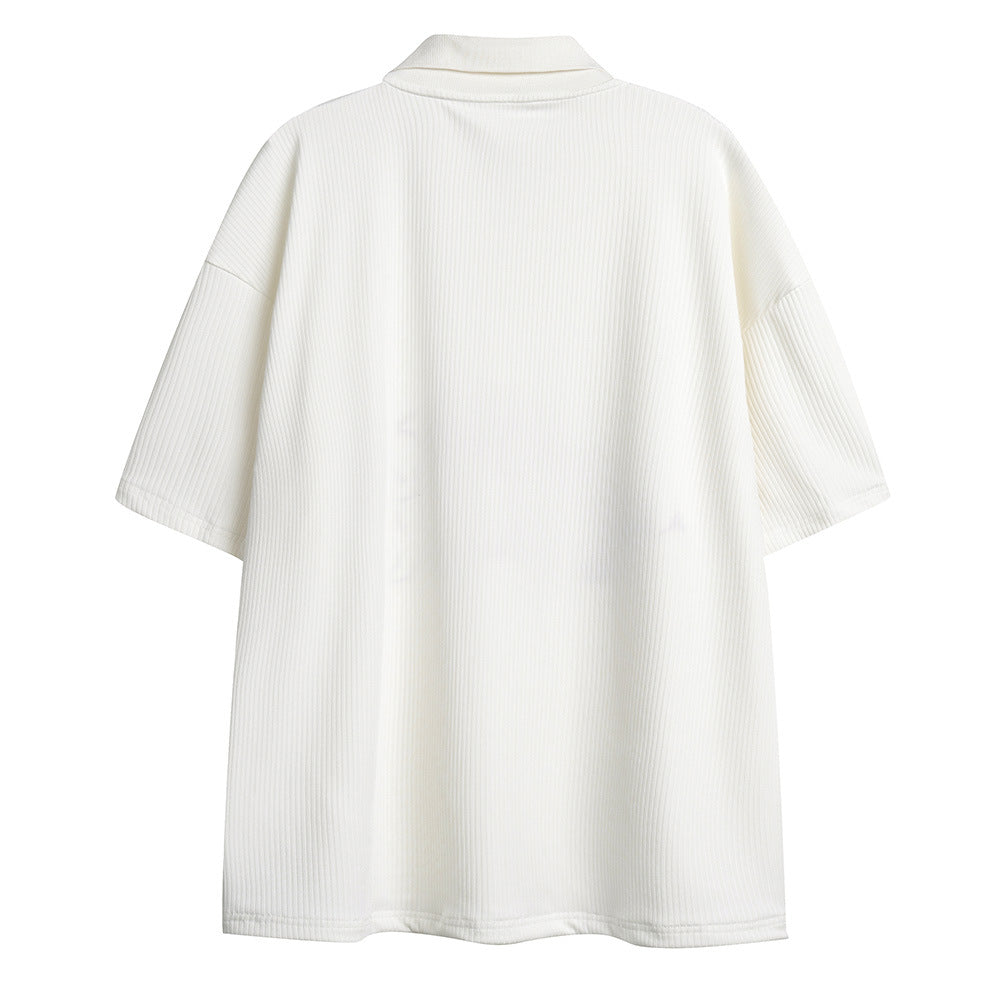 Rabbit Embroidered Short-sleeved Polo Shirt For Men