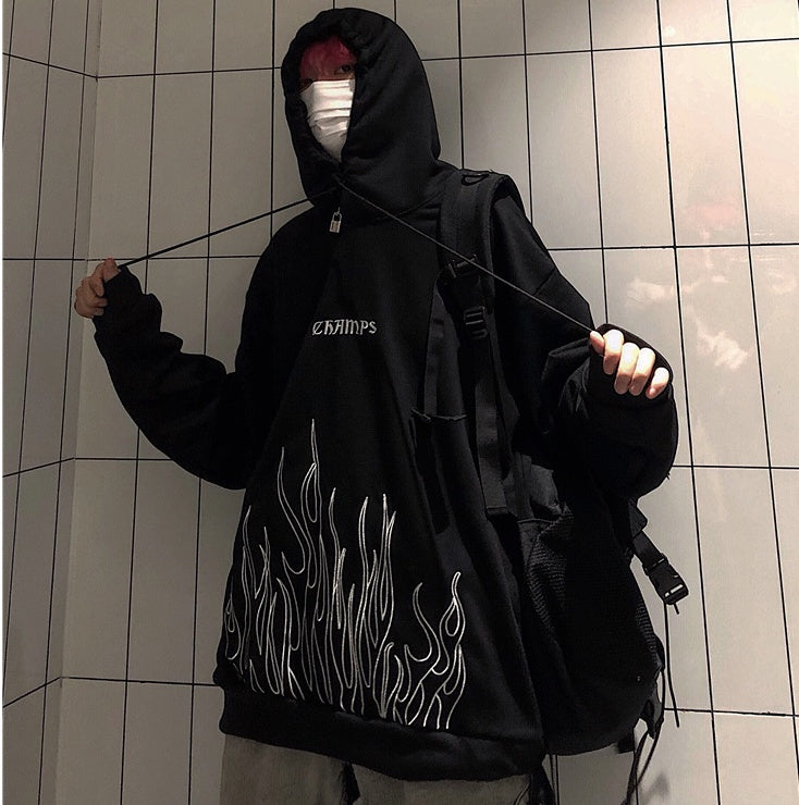 Flame embroidered hoodie