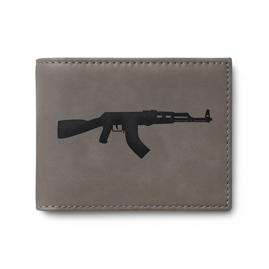 Embroidered AK-47 Bi-Fold Wallet — Tactical Leather Card Holder