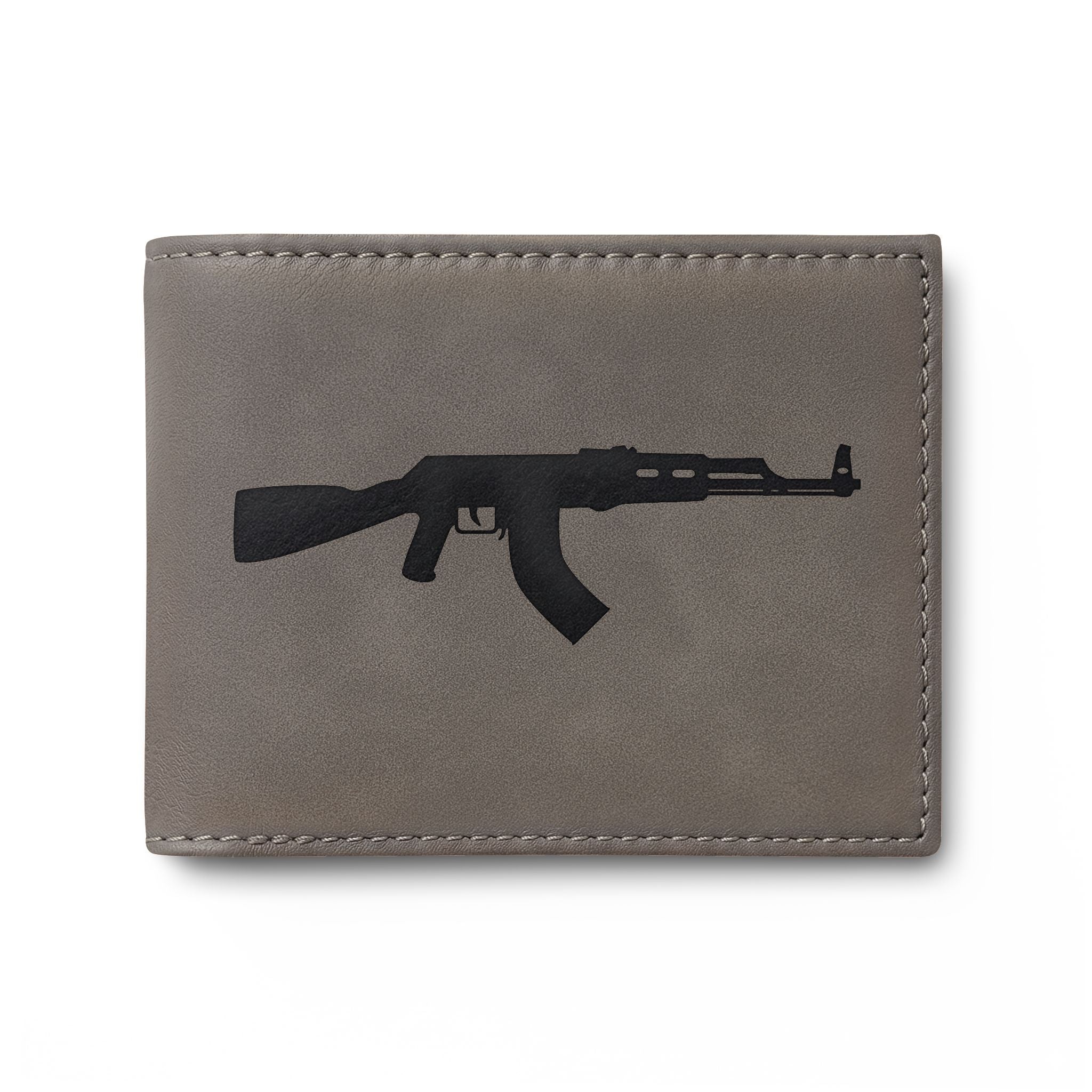 Embroidered AK-47 Bi-Fold Wallet — Tactical Leather Card Holder