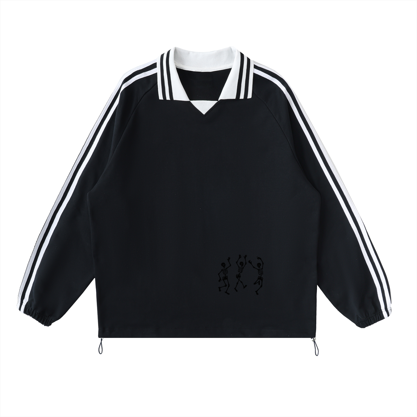 Skelly Contrast Striped Lapel Collar Sweatshirt