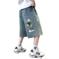 Boys Denim Shorts Summer Tween Children's Loose Teen Capri Pants High Quality Boys Clothes Short Jeans 5 6 7 8 9 10 11 12 13 14Y