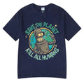 Funny Save The Planet Kill All Humans Robot Graphic Print T Shirt Men's Women Fashion Short Sleeve T-shirt Oversized Cotton Tees