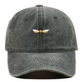 Bee Embroidered Baseball Cap Vintage Distressed
