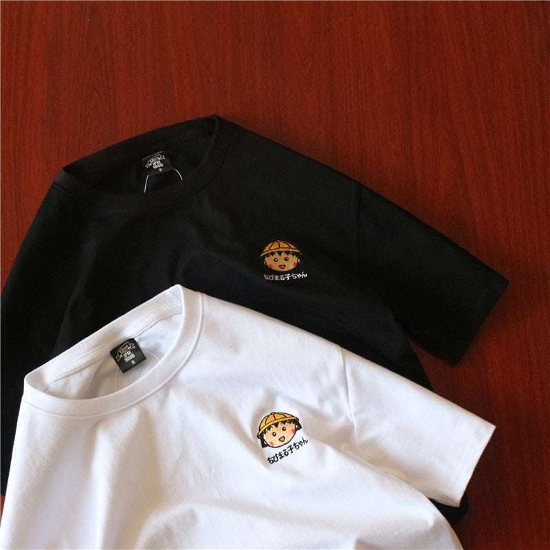 Embroidered vintage short-sleeved T-shirt