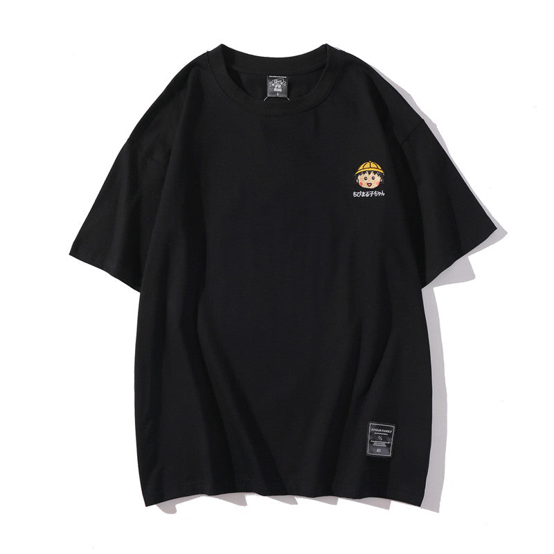 Embroidered vintage short-sleeved T-shirt