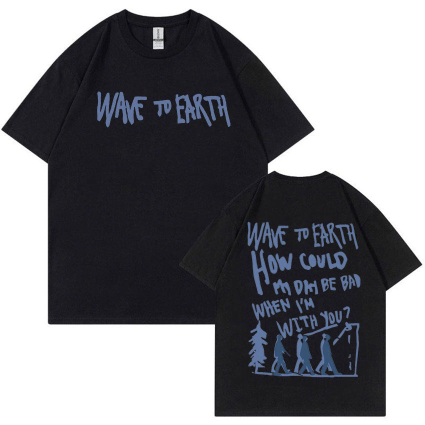 Retro Wave Earth Music Album Print T-Shirt