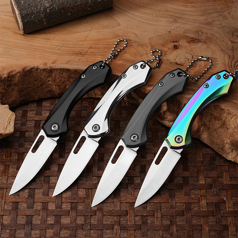 Lightweight Mini Titanium Folding Knife on Keychain for Outdoor Hunting, Camping, and Fishing - Perfect EDC Gift for Men