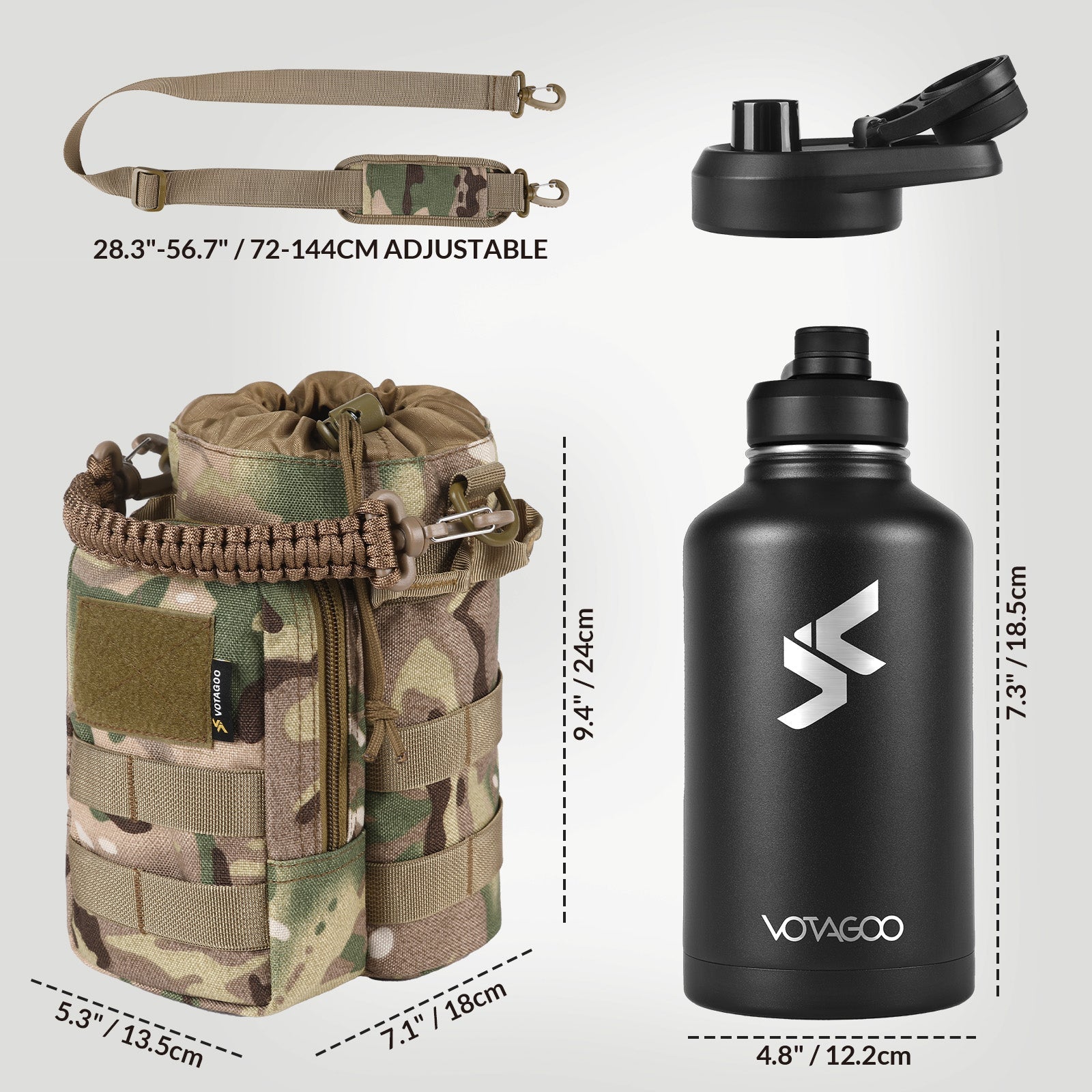 VOTAGOO® 64Oz Tactical Water Bottle-4