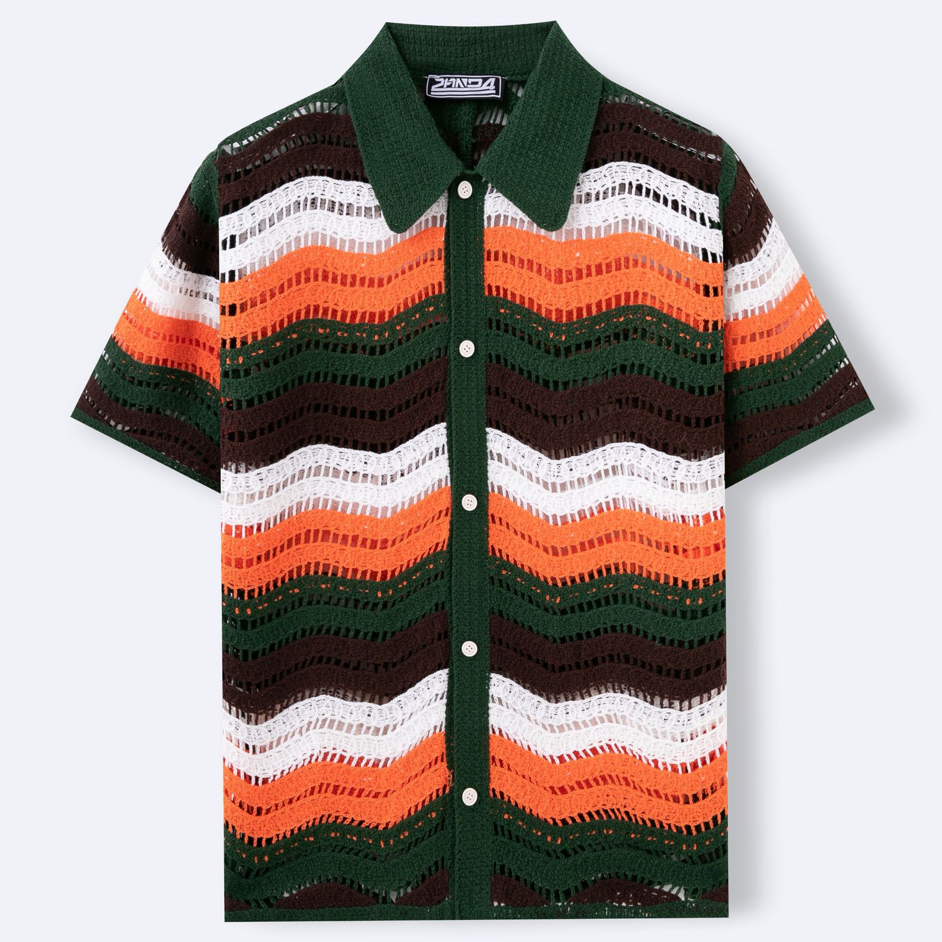 Men's Lapel Short-Sleeve Crochet Polo Shirt