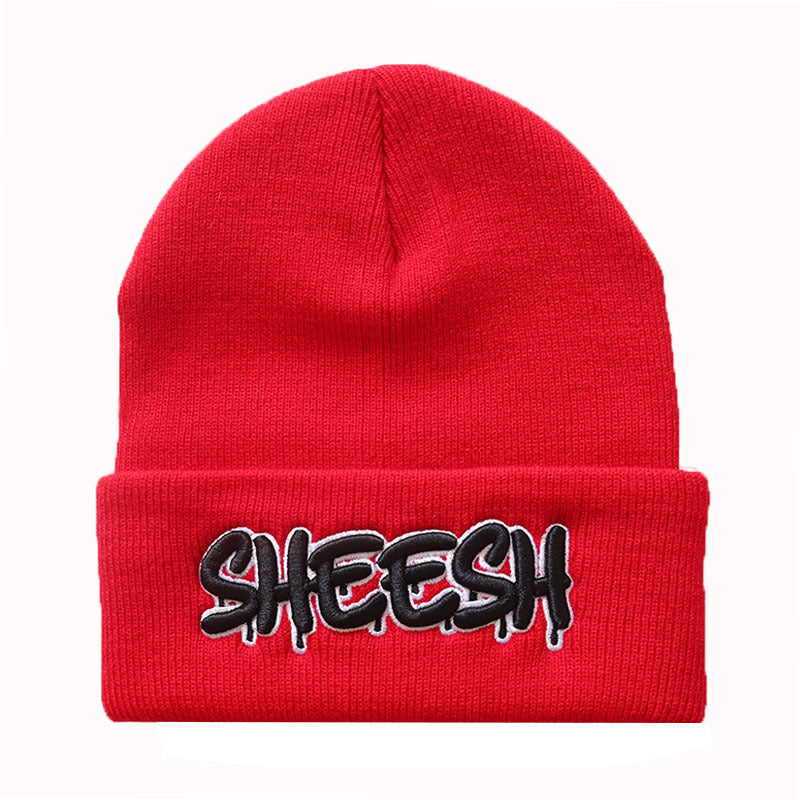 Embroidered SHEESH Knitted Hat Warm Woolen
