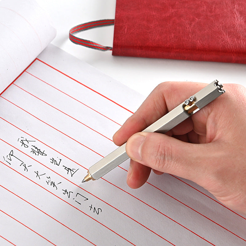 Stainless Steel Hexagonal Bolt Tactical Pen Brass Neutral Business Signature Ballpoint