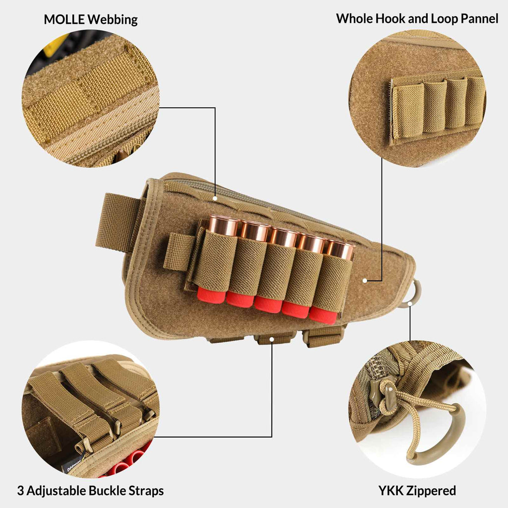 Tactical Gunstock Pouch Buttstock Shotgun Rifle Shell Holder