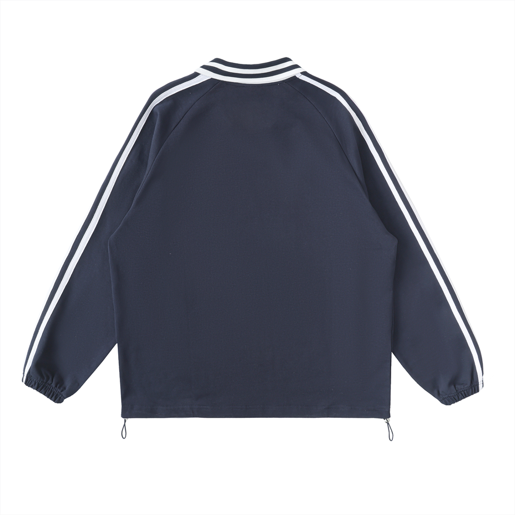 Skelly Contrast Striped Lapel Collar Sweatshirt
