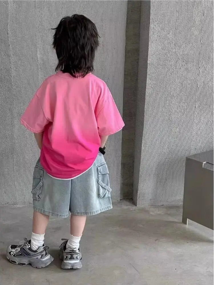 Summer Boys Denim Shorts Multi-Pocket Denim Shorts For Kids 2-10Years Casual Comfort Children Shorts Teen Cargo Shorts