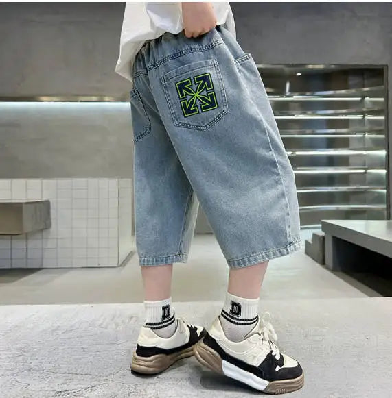 Kids Denim Shorts Summer New Children's Loose Teen Capri Pants High Quality Boys Clothes Short Jeans 5 6 7 8 9 10 11 12 13 14Y