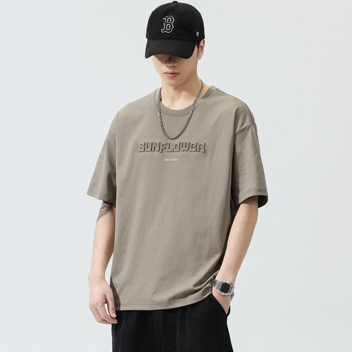 Trendy Loose-fitting Versatile Heavyweight Short-sleeve T-shirt For Men