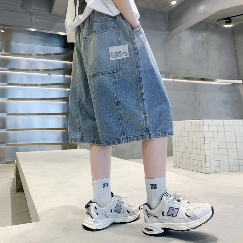 Boys Loose Fit Gradient Summer Shorts Teens Child Casual Knee-Length Jeans Pants 5 7 9 11 13 14 Y Classic Kids Denim Shorts