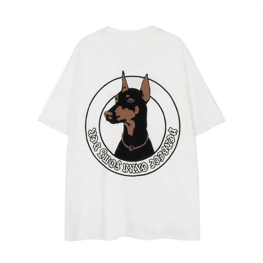 Doberman Pinscher Embroidered Short Sleeve Men