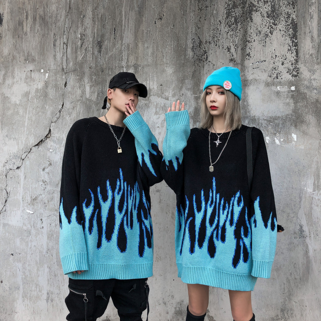 Thick embroidered hip-hop couple sweater