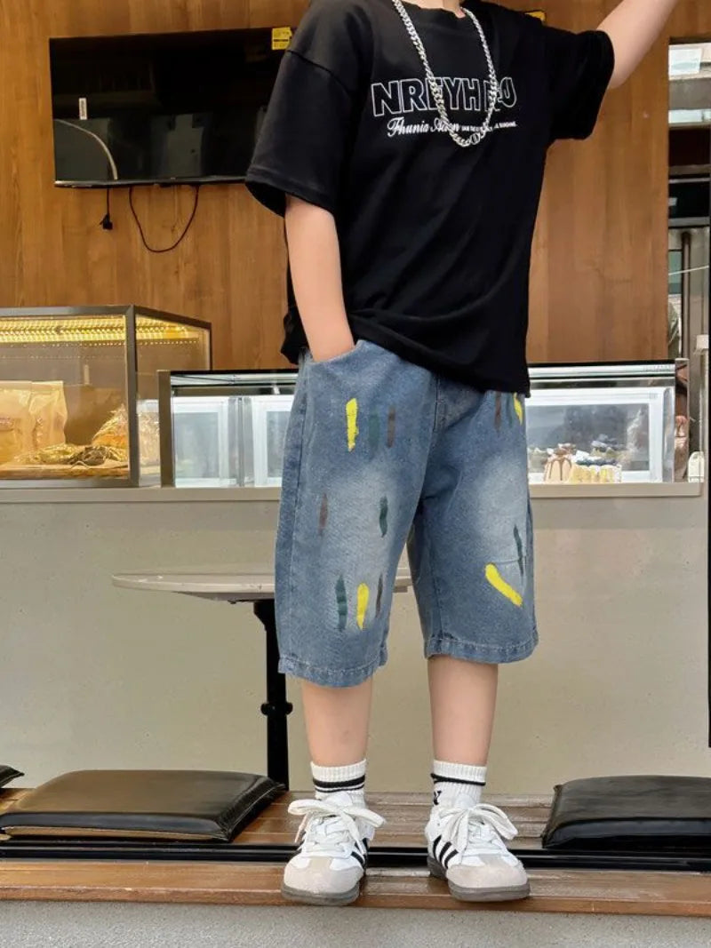 2026 New Boys' Denim Shorts Summer Casual 5 Lightweight Streetwear for Toddler To Teen Boys