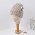 Multi-purpose Rhinestone-decorated Knit Hat