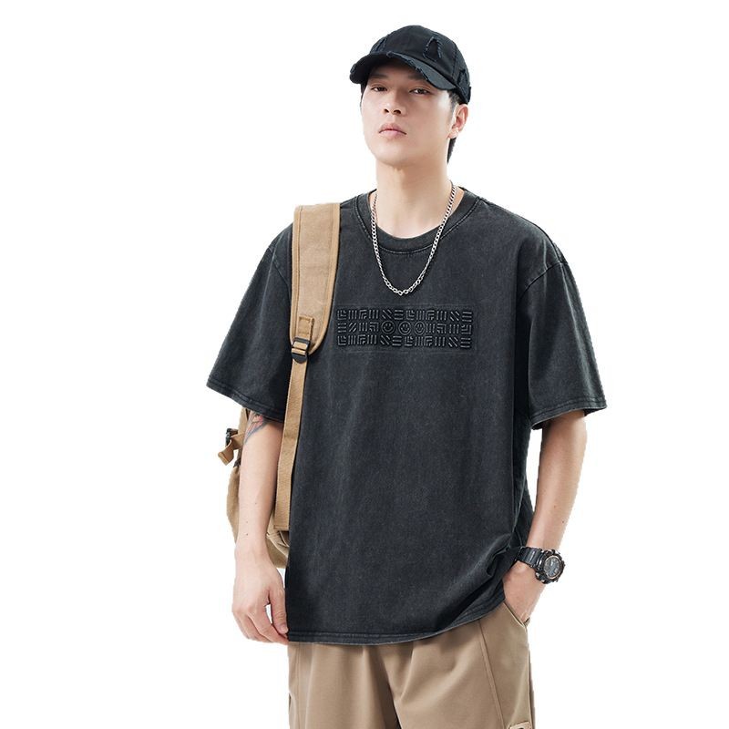 Trendy Loose-fitting Versatile Heavyweight Short-sleeve T-shirt For Men
