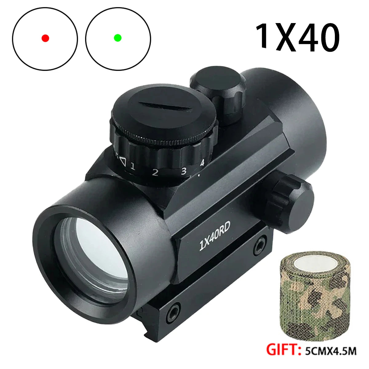 Tactics HD101 HD103 1X40 Red Dot Sight Hunting Scope Red/Green Reflex Holographic Dot Sight 4 Reticle Scope 11mm/20mm
