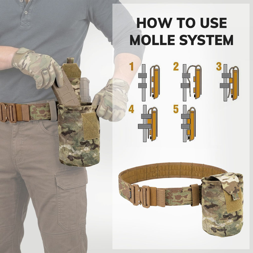 Tactical MOLLE Mesh Dump Pouch Drop Pouch Foldable Mag Recycling Holder
