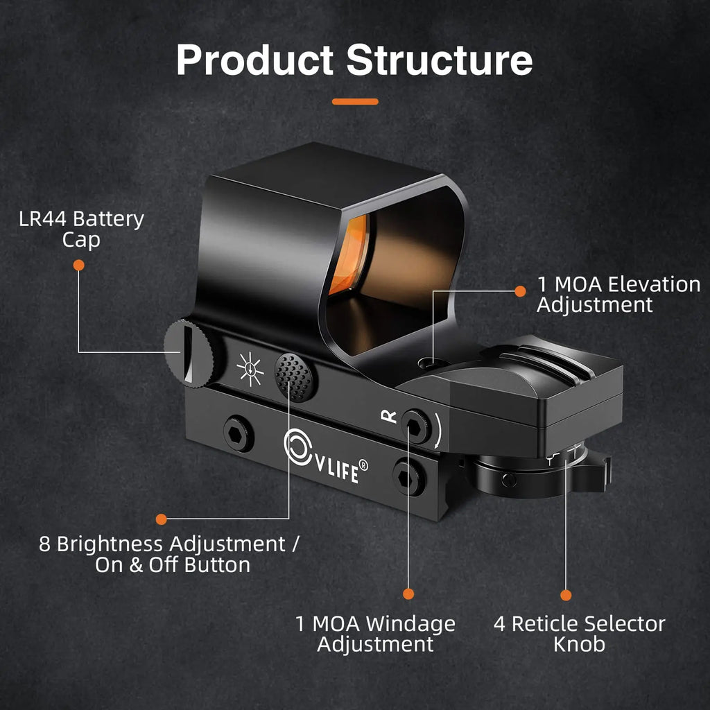 1x28x40mm Red Dot Sight Reflex Sight 4 Adjustable Reticle Red Dot Scope with 5 Brightness 20mm Rail Red Dot Optics for Hunting