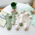 6pairs Embroidered Flower Short Socks For Women, Thin Boat Socks, Mesh Breathable Socks, Teddy Bear Love Short Tube Socks For Women