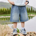 UNITIM Summer Junior Boys Shorts Cotton Letter Print Children Boys Denim Shorts Handsome 3-14Y Kids Boys Shorts Teens Boy Jeans