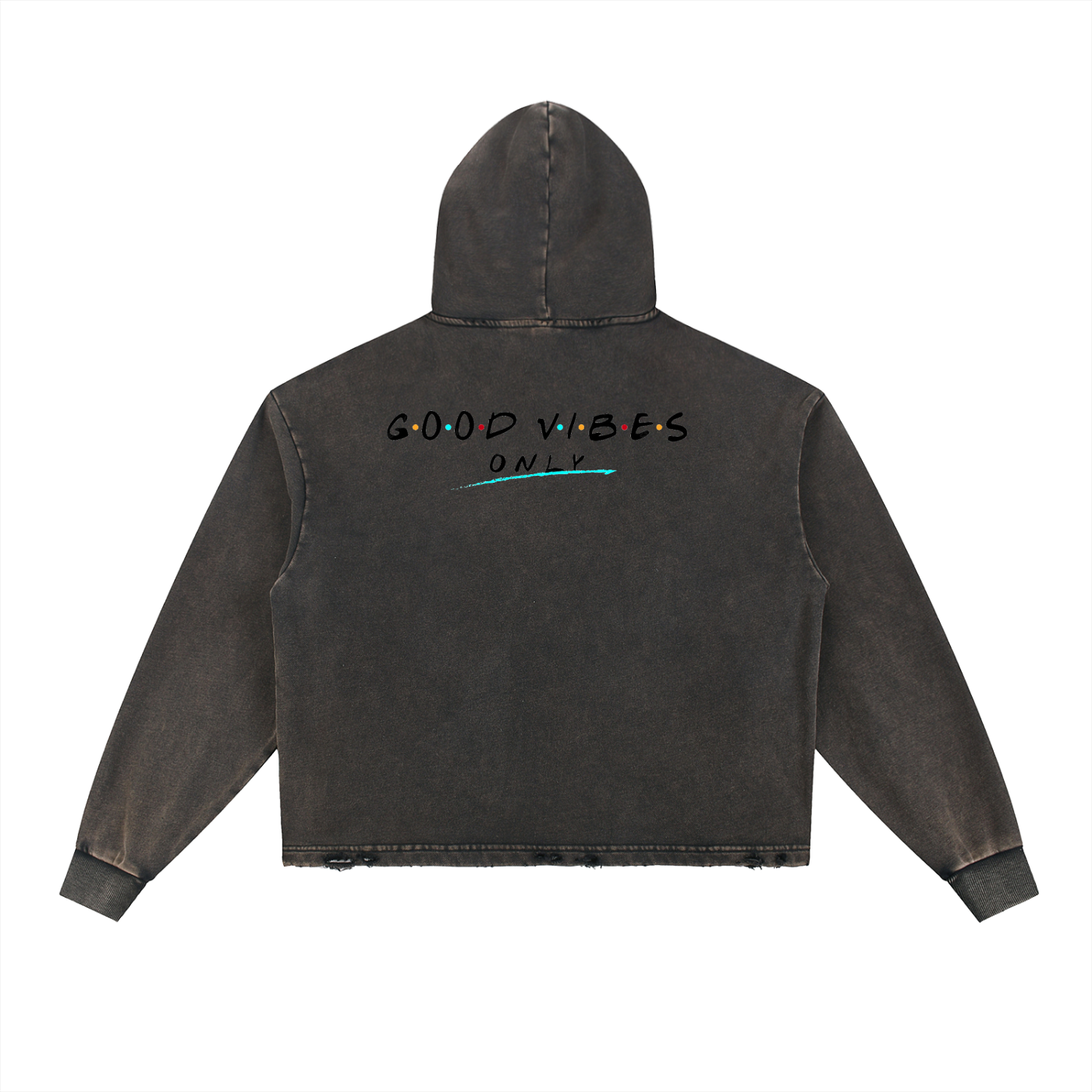 WILLY Vintage Washed Frayed-Hem Hoodie