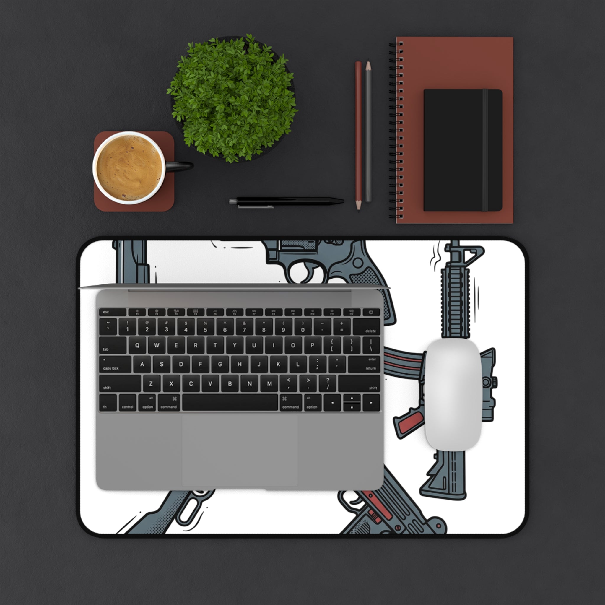 Gun Pattern Desk Mat — Tactical Firearms Gaming Mousepad
