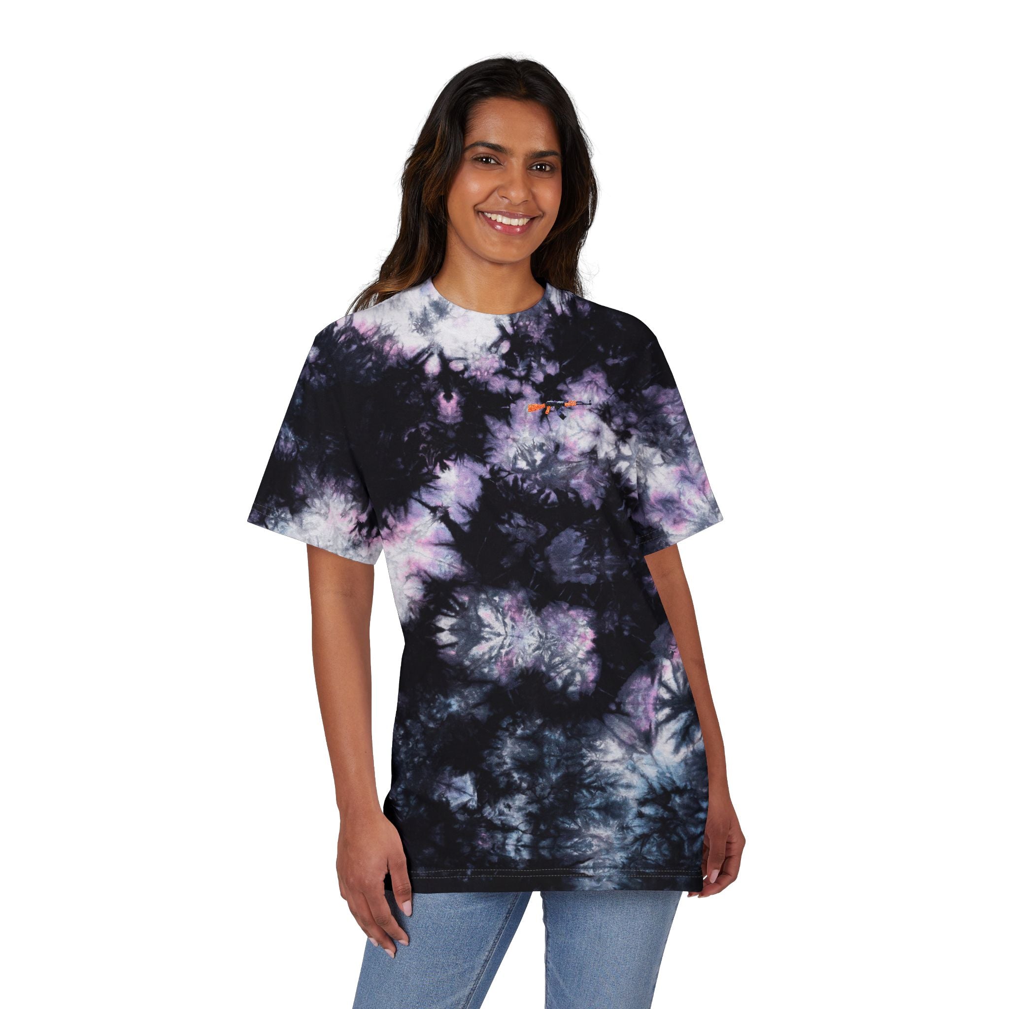 Tie-Dye Spiral Tee — Oversized Rainbow Embroidered T-Shirt