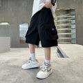 Elegant Kids Black Purple Color Cargo Short with Big Pocket for Teens Boy Casual Short Cargo Pants Tweens Child Summer Bottoms
