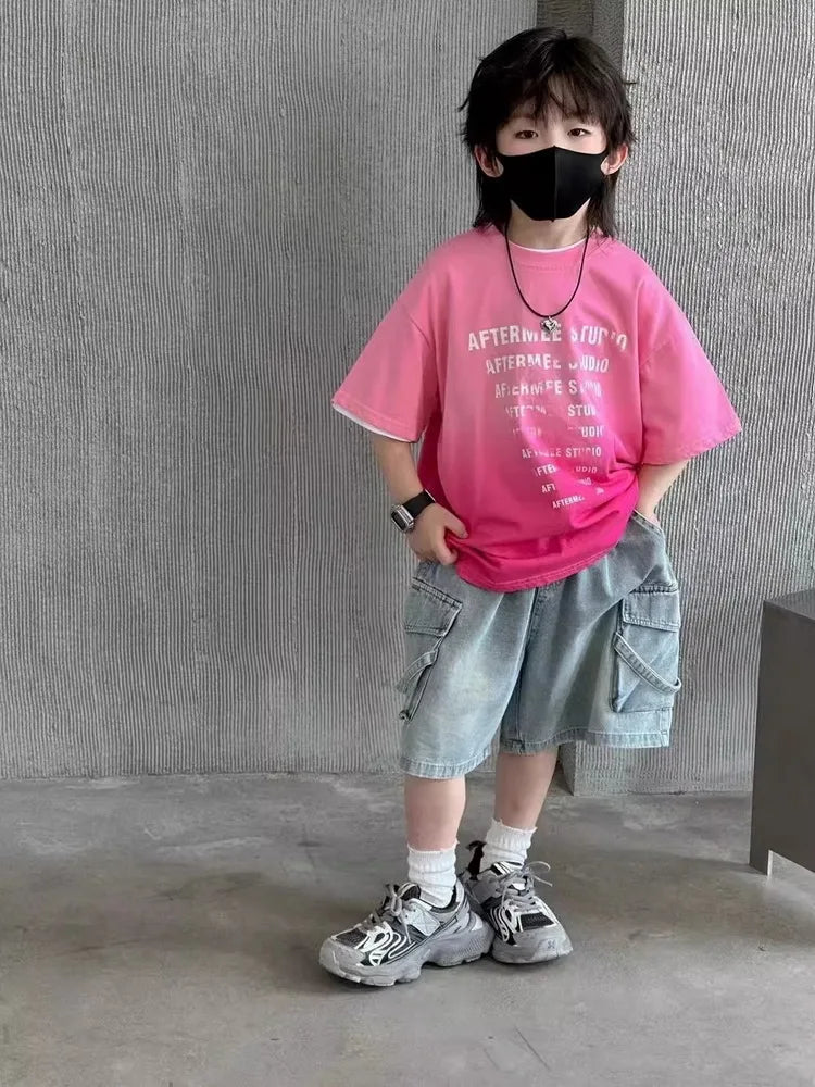 Summer Boys Denim Shorts Multi-Pocket Denim Shorts For Kids 2-10Years Casual Comfort Children Shorts Teen Cargo Shorts