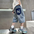 New Fashion Kids Denim Shorts For Boys Summer Hot Sale Cartoon Capris Jeans Teens Children Casual Shorts Bottom Mid-Calf Pants