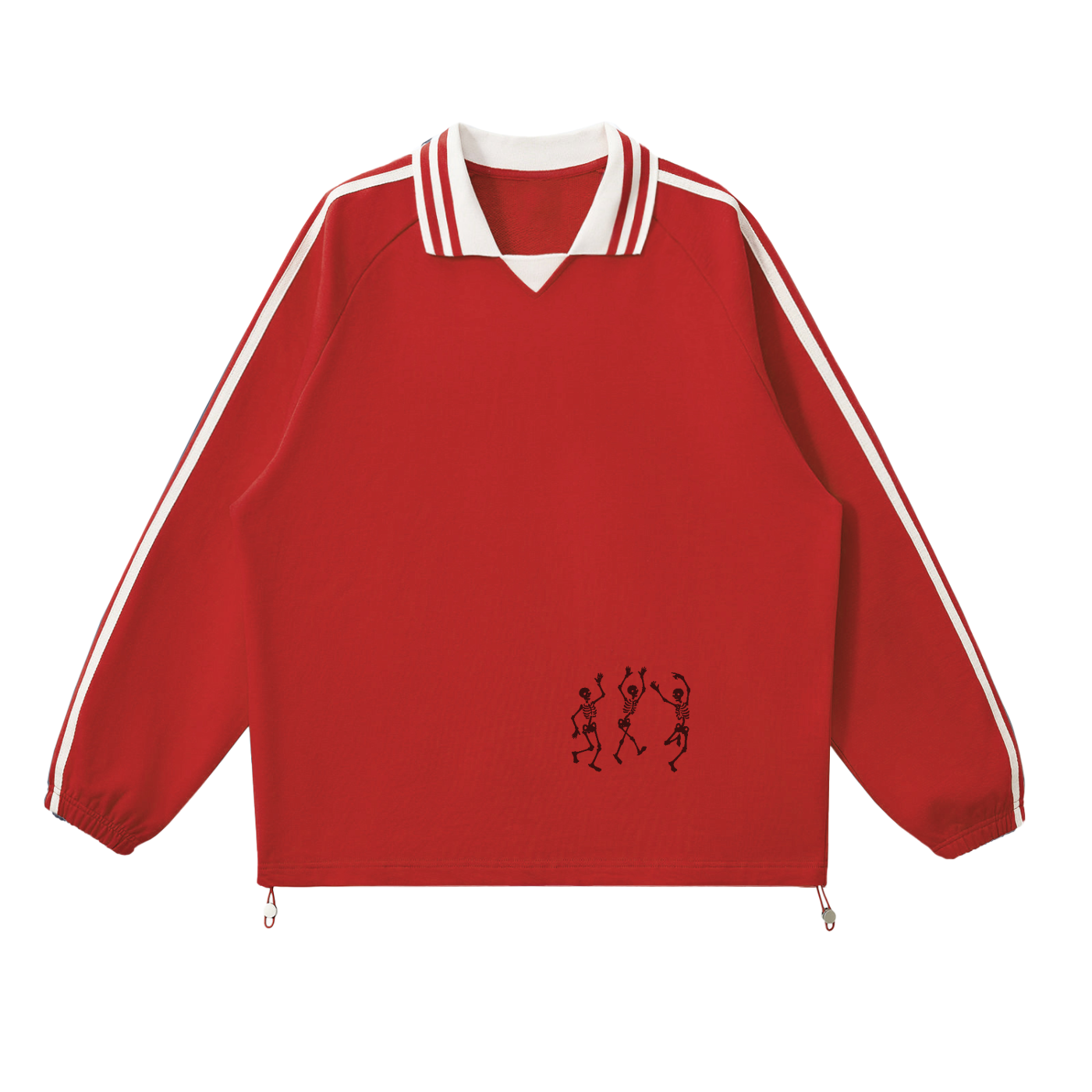 Skelly Contrast Striped Lapel Collar Sweatshirt