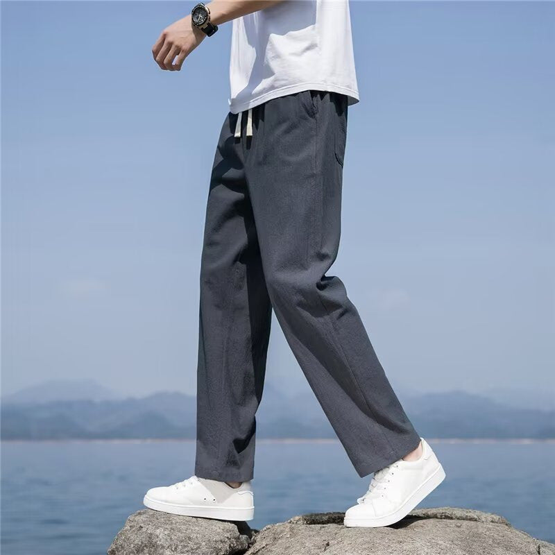 Men's Wide-Leg Loose All-Match Straight-Leg Linen Trousers