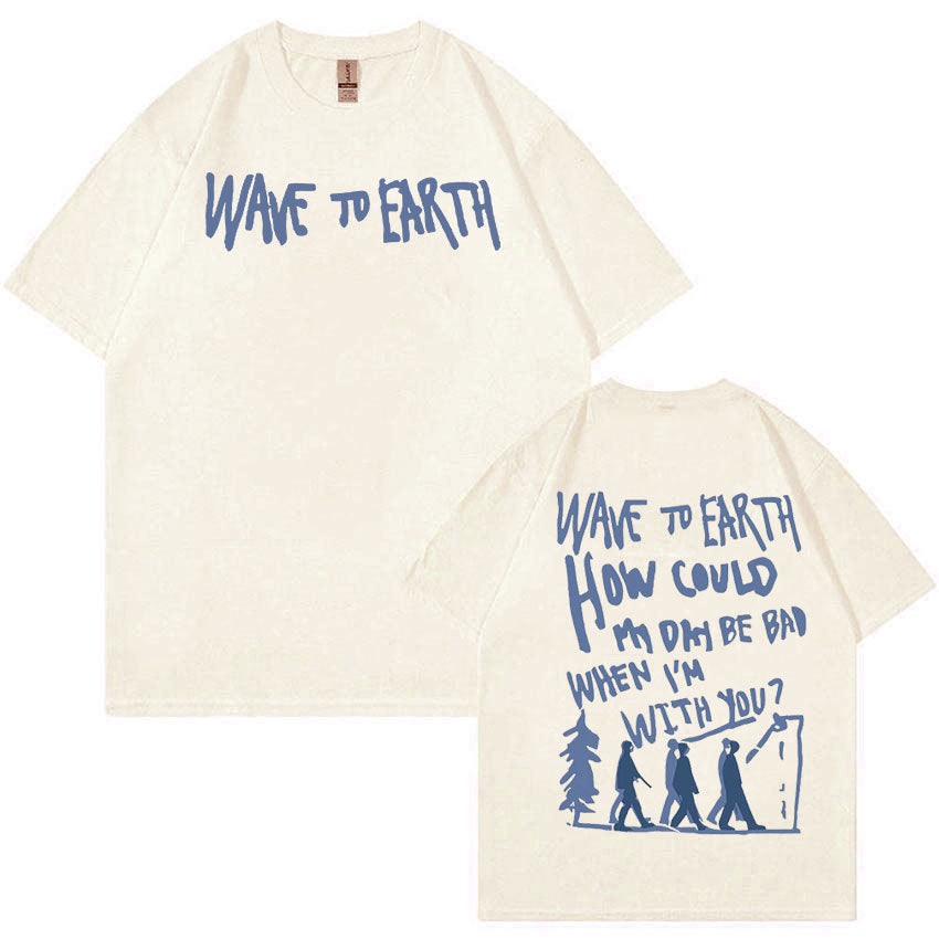 Retro Wave Earth Music Album Print T-Shirt