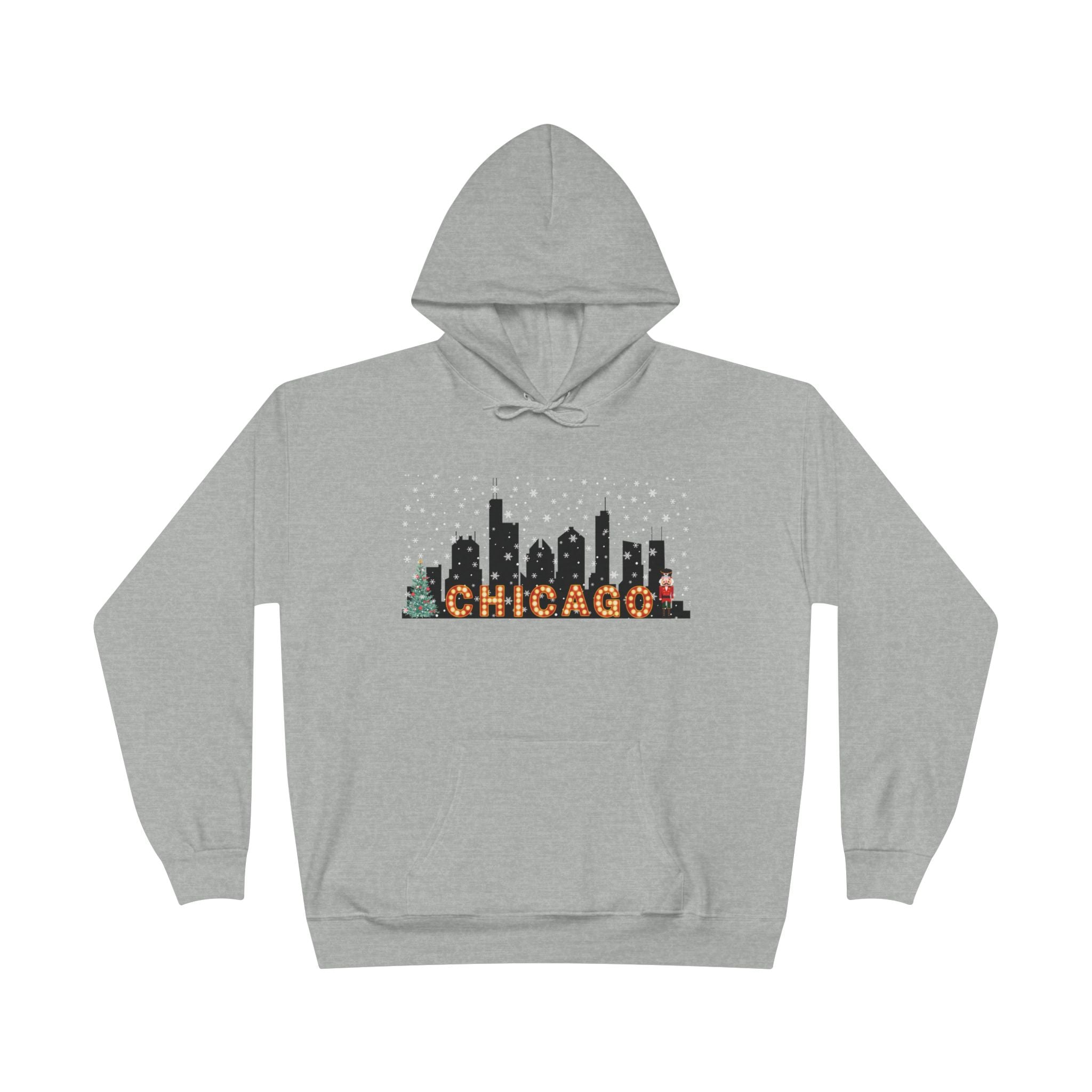 Chicago Skyline Winter Pullover Hoodie - Unisex