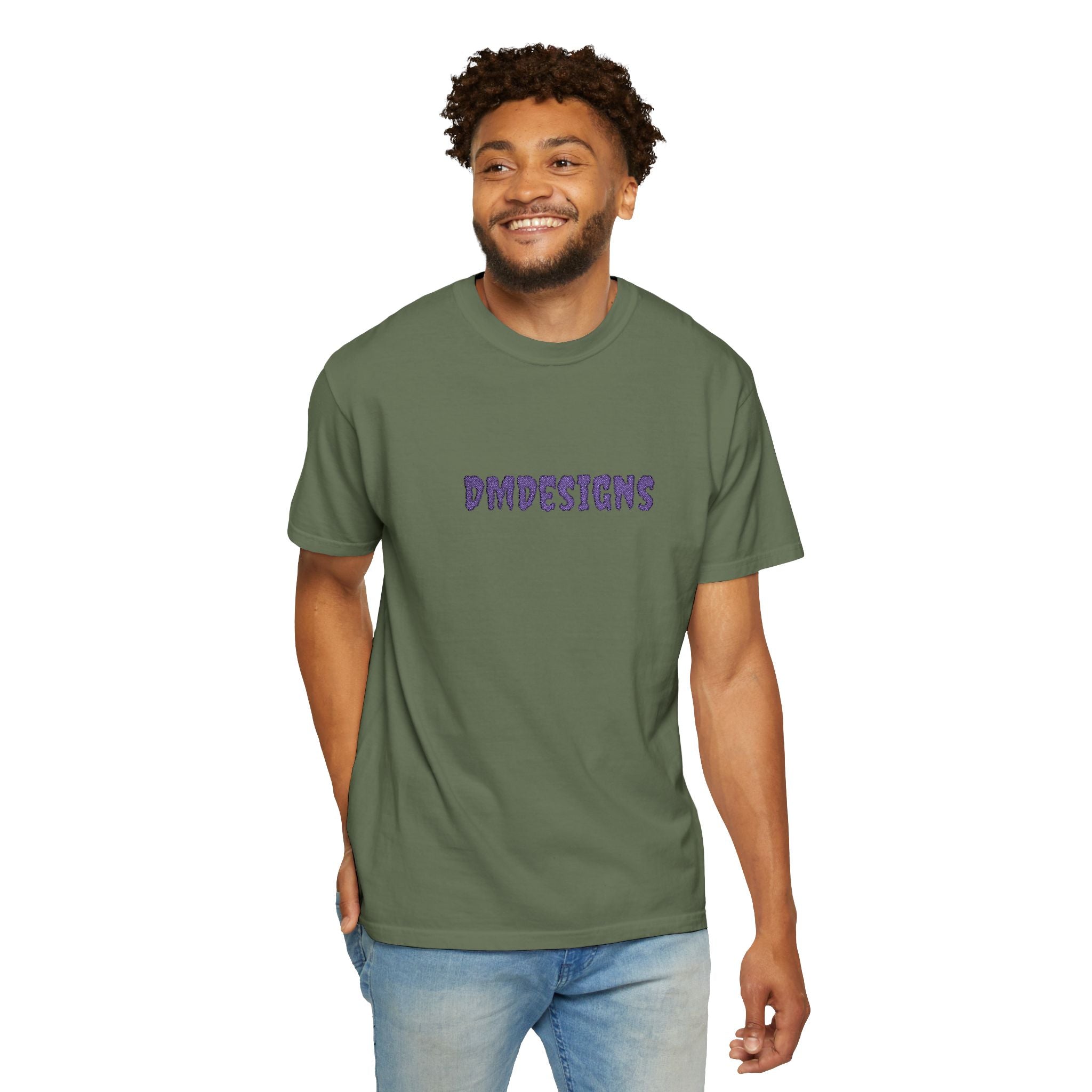 T-Shirt — "DMDesigns" Purple Floral Script Graphic