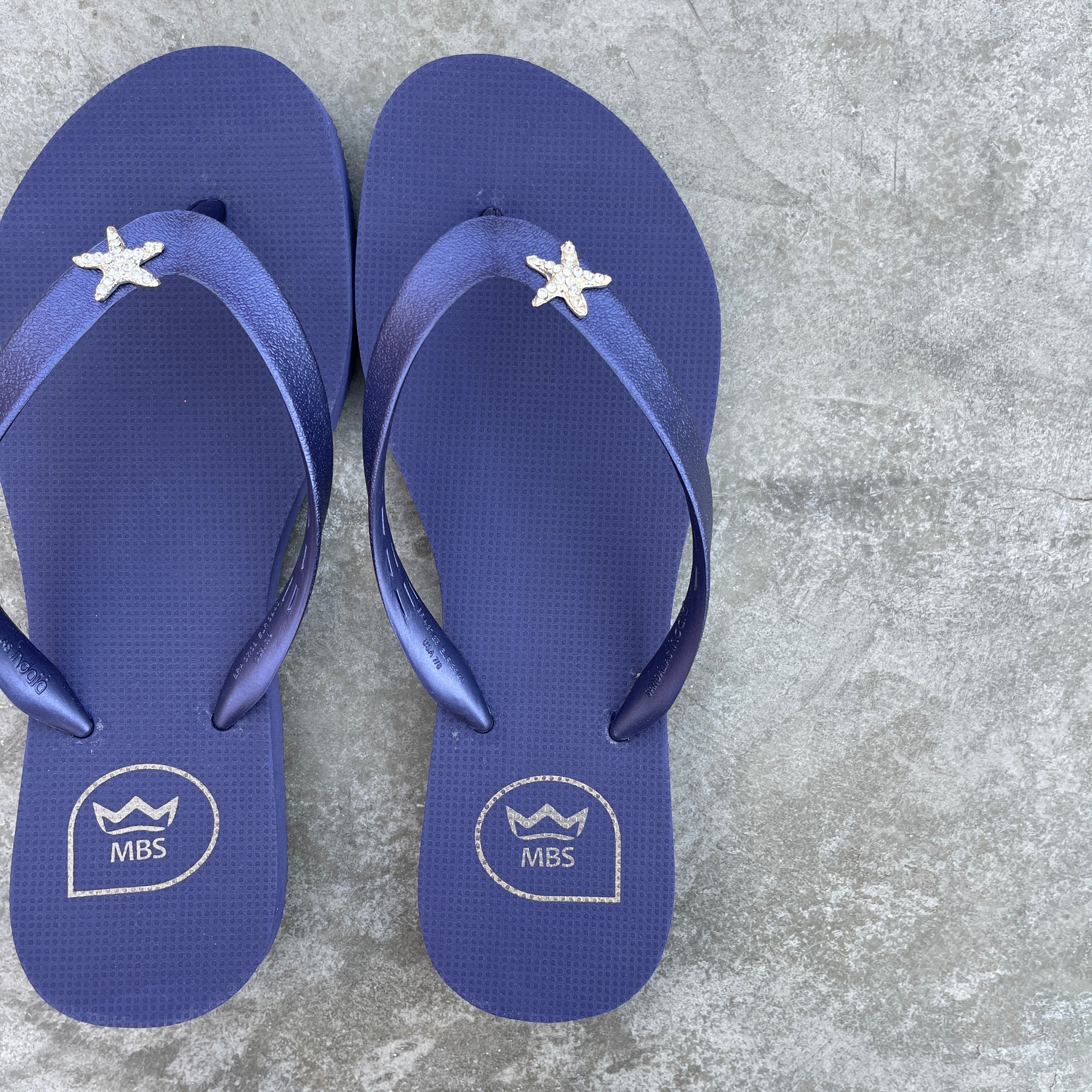 Navy Blue Star Flip Flops