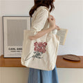 Korean Embroidered Rose Vintage Canvas Bag