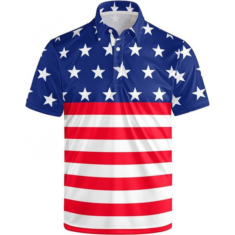 New Summer Plus-Size Mens Casual Fashion 3D Digital-Print Short-Sleeve Shirt