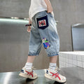 New Fashion Kids Denim Shorts For Boys Summer Hot Sale Cartoon Capris Jeans Teens Children Casual Shorts Bottom Mid-Calf Pants
