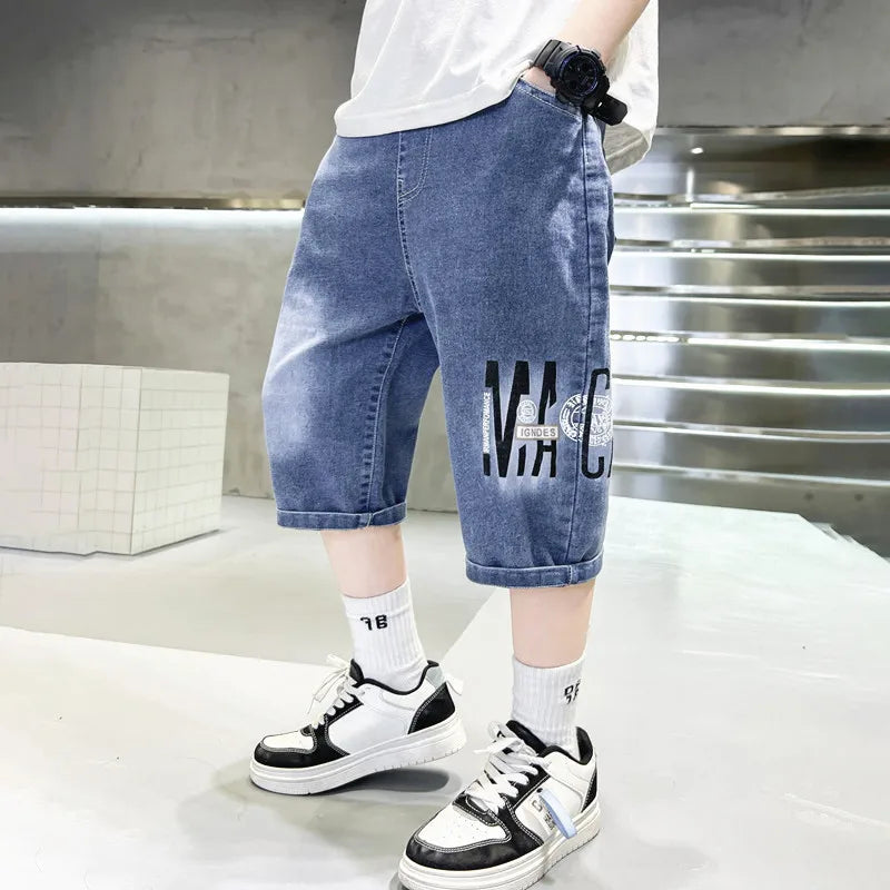 Kids Denim Shorts Summer New Children's Loose Teen Capri Pants High Quality Boys Clothes Short Jeans 5 6 7 8 9 10 11 12 13 14Y