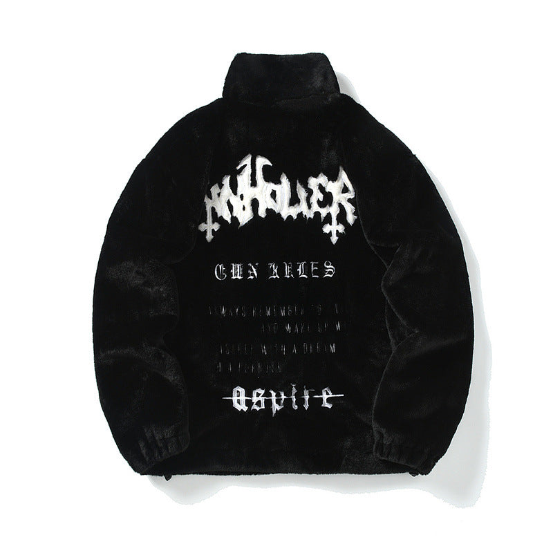 Stars Heart Embroidered Plush Thickened Cotton Padded Coat